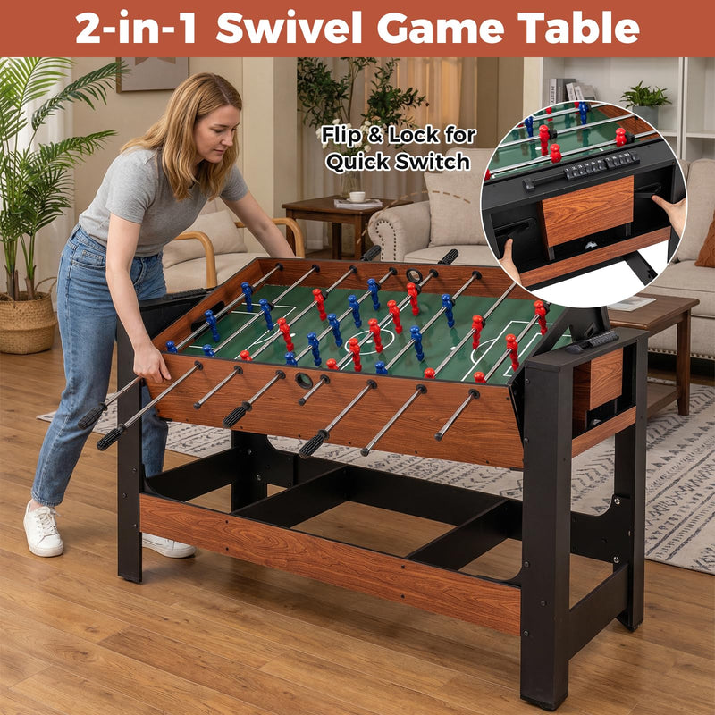 Load image into Gallery viewer, Goplus 54" Full Size Foosball & Pool Combo Table | Indoor Outdoor Combination Arcade Table