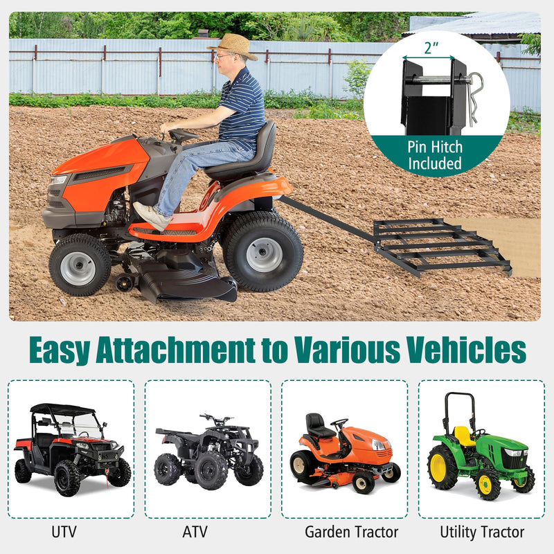 Load image into Gallery viewer, Goplus 84" Wide Driveway Drag Tow Behind Landscape Leveling Rake w/Reinforced Bars