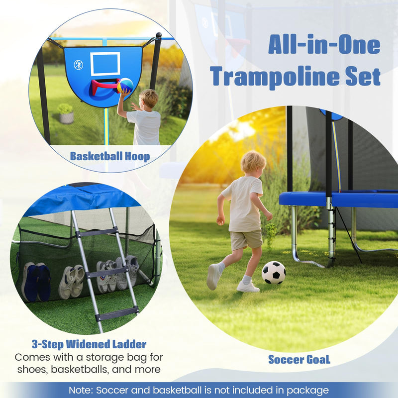 Load image into Gallery viewer, Goplus 10 x 8 FT Heavy-Duty Toddler Trampoline with Basketball Hoop Soccer Goal Non-Slip Ladder
