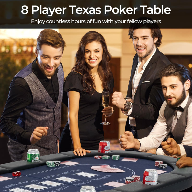 Load image into Gallery viewer, Goplus 72” Poker Table Foldable, 8 Players Card Board Game Table w/Deep Metal Cup Holders