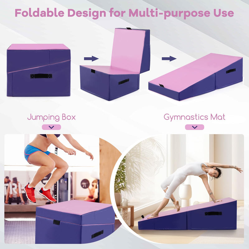Load image into Gallery viewer, Goplus Gymnastics Mat, Folding Incline Yoga Mat with EPE Foam, Non-slip PVC Leather, Carrying Handle