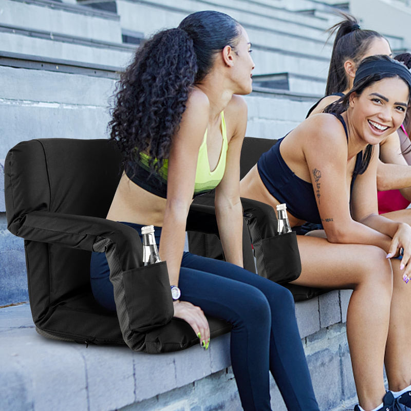 Load image into Gallery viewer, Goplus Stadium Seating for Bleachers, Folding Bleacher Chair with Back Support, 6 Reclining Positions