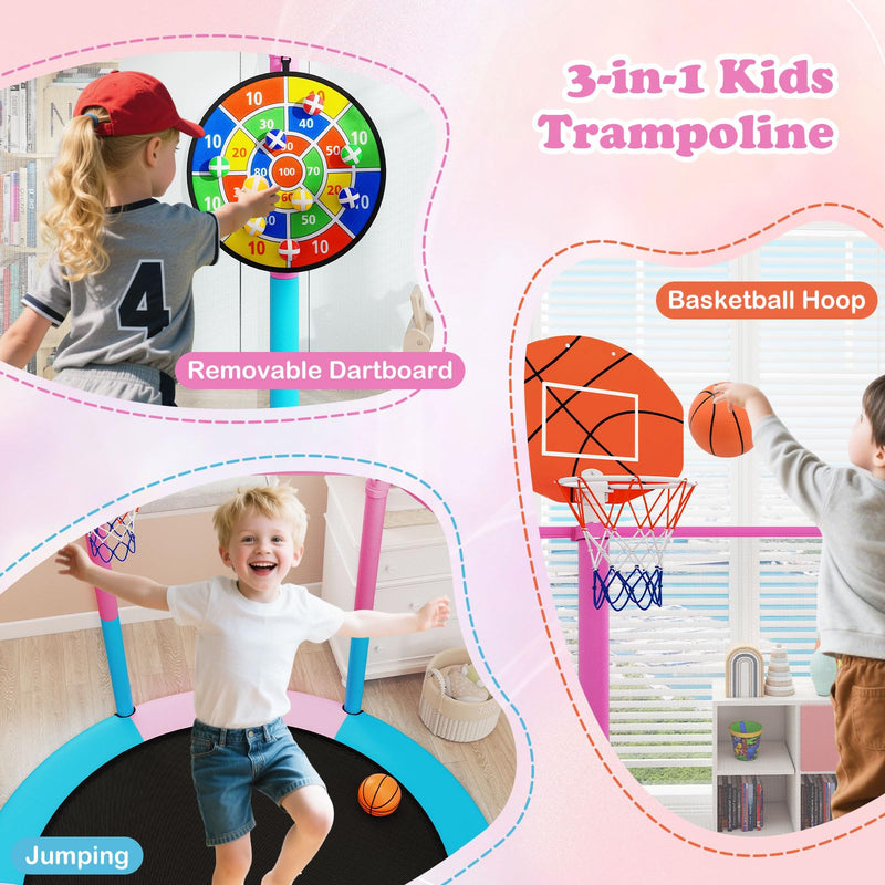 Load image into Gallery viewer, Goplus 60" Toddler Recreational Trampoline with Basketball Hoop for 3-6 Years Old Kids