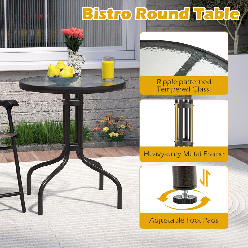 Load image into Gallery viewer, Goplus 3 Pieces Bistro Set with Tempered Glass Table