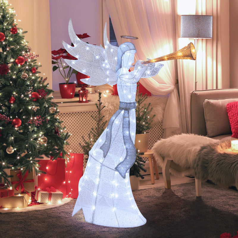 Load image into Gallery viewer, Goplus 5 FT Lighted Trumpeting Angel, Light-up Christmas Angel with LED Lights