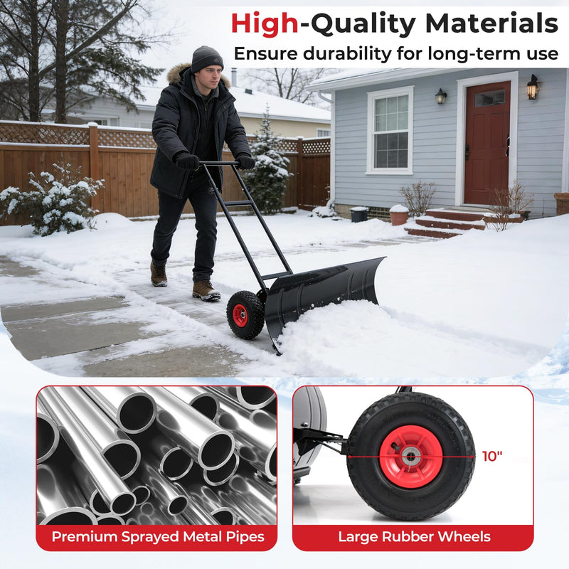 Load image into Gallery viewer, Goplus Ergonomic Snow Pusher w/ 29"x16" (W x H) 7-Position Angled Blade