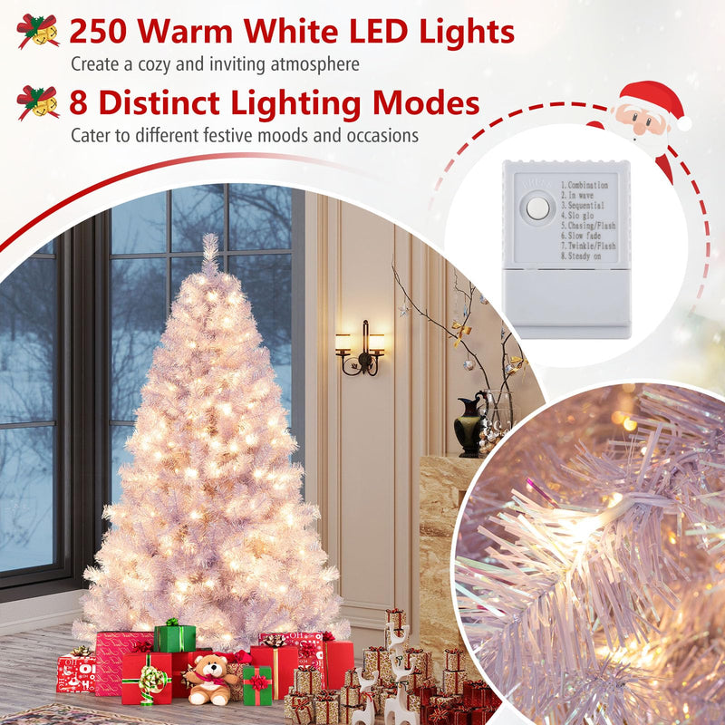 Load image into Gallery viewer, Goplus 6FT / 7.5FT Pre-Lit Tinsel Christmas Tree with Warm White LED Lights