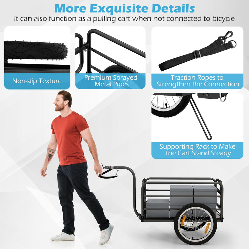 Load image into Gallery viewer, Goplus Bike Cargo Trailer, Folding Bike Cart with Weather-Proof Oxford Cover, Universal Hitch, 16" Pneumatic Wheels