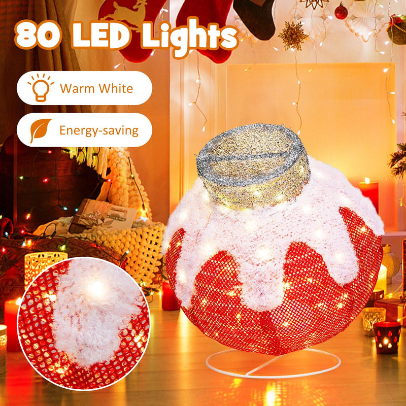 Load image into Gallery viewer, Goplus Indoor Outdoor Christmas Decoration, Pop-Up Christmas Ball Ornament with 80 LED Lights and Timer,