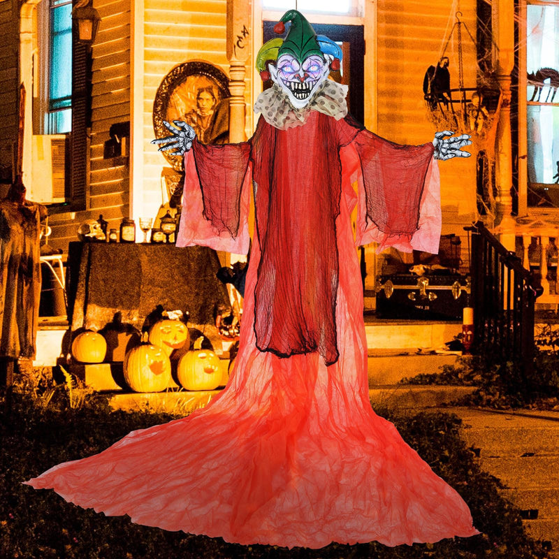 Load image into Gallery viewer, Goplus Hanging Halloween Decoration, 13.1 Ft Hanging Clown with Colorful Eyes & Adjustable Arms