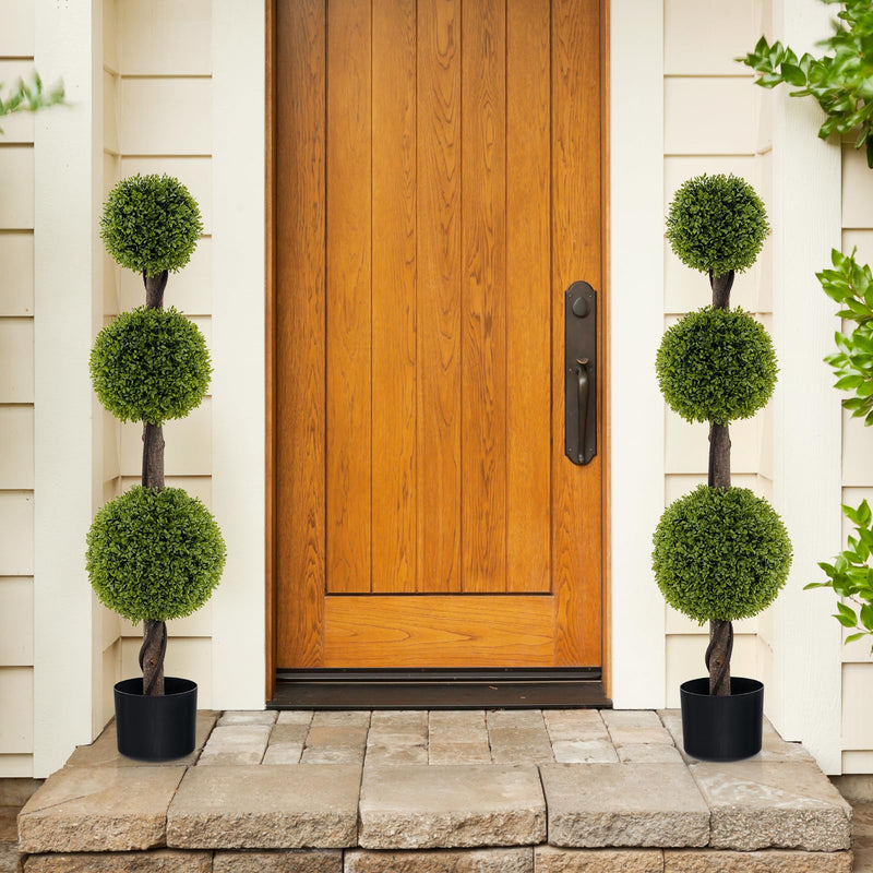 Load image into Gallery viewer, Goplus 4ft Artificial Boxwood Topiary Ball Tree, Faux Potted Plants Cypress Tree with Weighted Pot