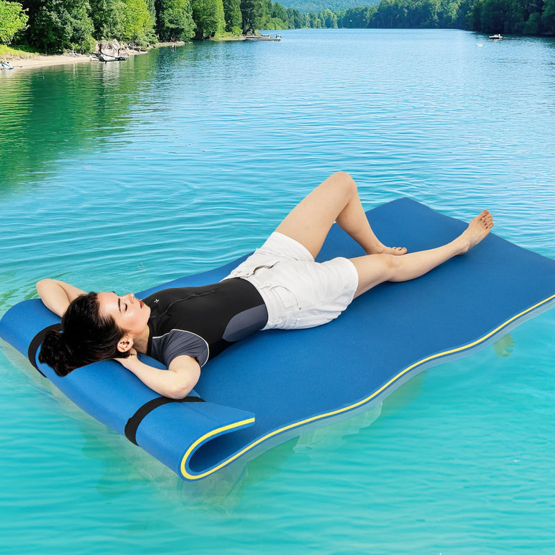 Load image into Gallery viewer, Goplus 87" x 36" Floating Water Mat Pad Lily Pad with Rolling Pillow Design