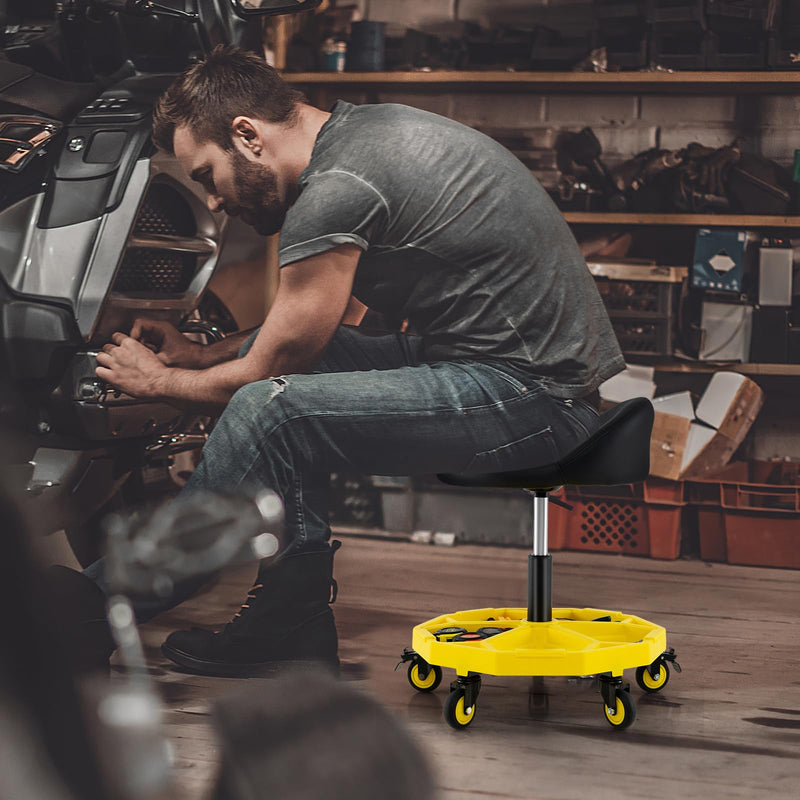 Load image into Gallery viewer, Goplus 20”-25” Height Adjustable Mechanic Stool w/Magnetic Tool Tray