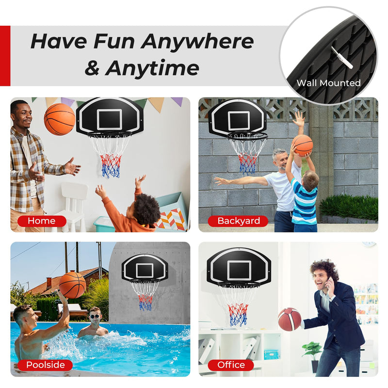 Load image into Gallery viewer, Goplus Wall Mount Basketball Hoop, 28.5¡¯¡¯ x 18¡¯¡¯ Large Backboard with 17¡¯¡¯ Rim, Shatter-Proof Backboard