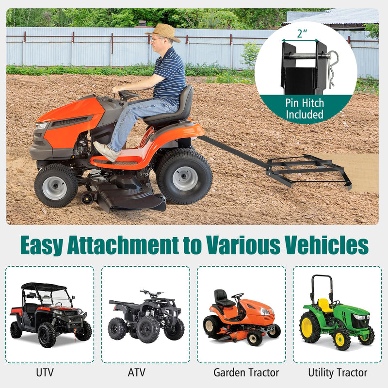Load image into Gallery viewer, Goplus 74" Wide Driveway Drag Tow Behind Landscape Leveling Rake w/Reinforced Bars