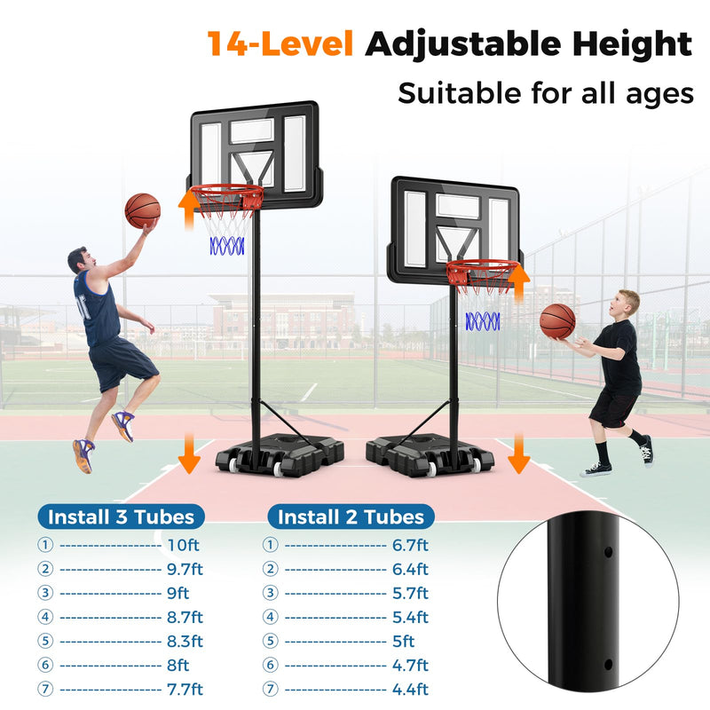 Load image into Gallery viewer, Goplus Portable Basketball Hoop, 10FT Height Adjustable Basketball Goal w/44‘’ Shatterproof Backboard