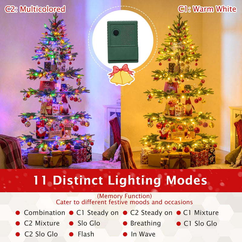 Load image into Gallery viewer, Goplus 6.4 FT Pre-Lit Artificial Christmas Tree with 360° Rotatable Base