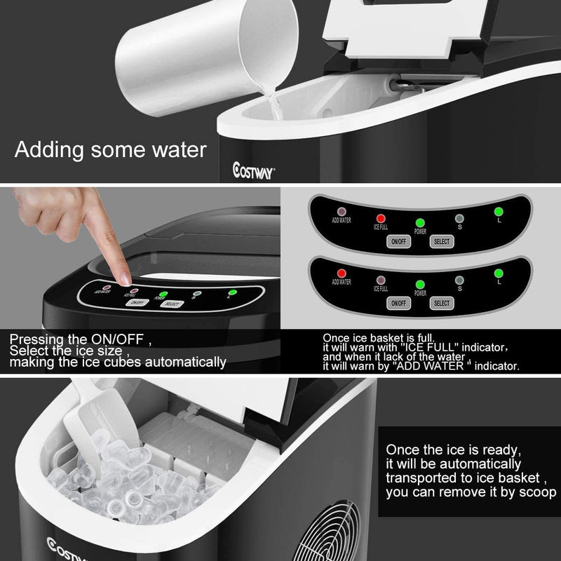 Load image into Gallery viewer, Portable Ice Maker Countertop, Electric Ice Maker with Easy Operated Panel