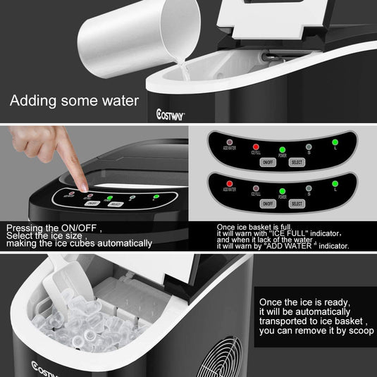 Portable Ice Maker Countertop, Electric Ice Maker with Easy Operated Panel