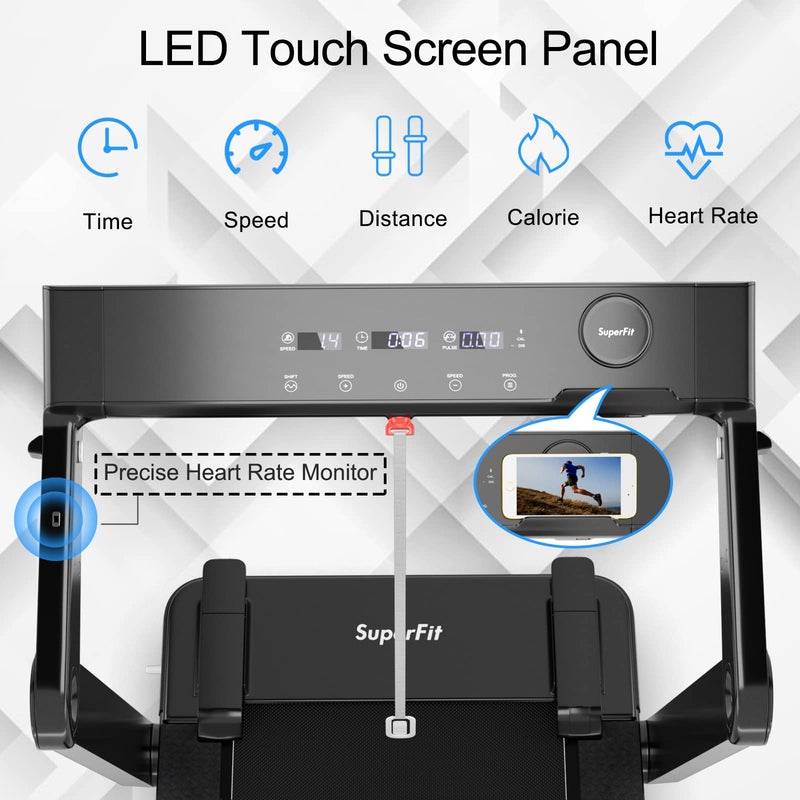 Load image into Gallery viewer, 4.0HP Heavy Duty Folding Treadmill, Electric Foldable Superfit Treadmill with LED Touch Screen