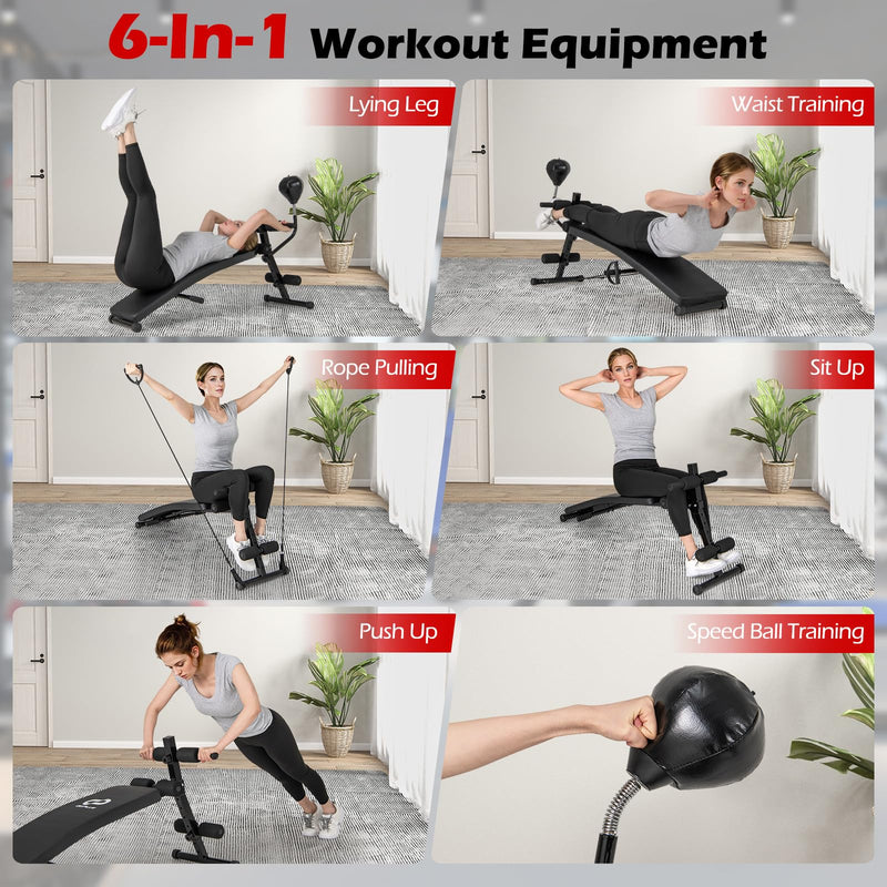 Load image into Gallery viewer, Goplus Adjustable Decline Sit Up Bench for Exercise, Foldable Curved Slant Bench