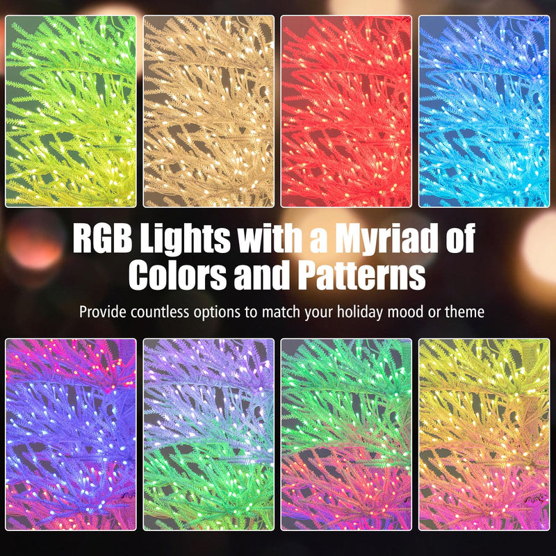 Load image into Gallery viewer, Goplus 7ft Pre-Lit Artificial Christmas Tree with 923 Multicolored LED RGB Lights