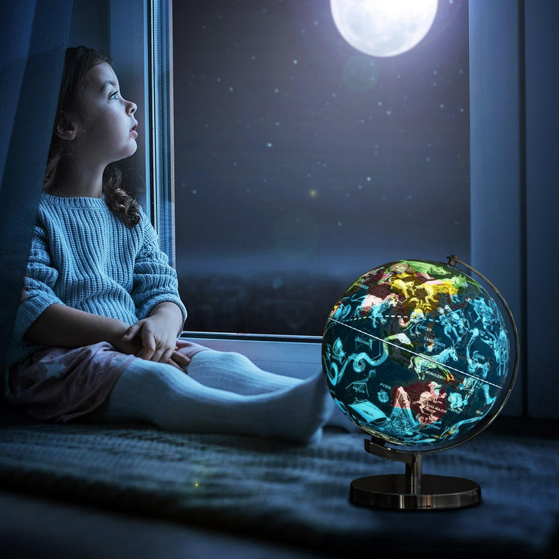 Load image into Gallery viewer, Goplus 9’’ Rotating 3 in 1 Illuminated World Globe with Constellation Stars