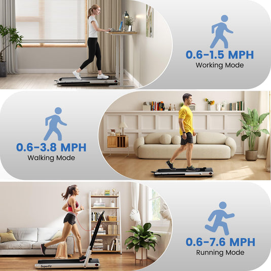 Goplus 340 LBS Capacity Walking Pad with Handle Bar Under Desk Treadmill with Apps
