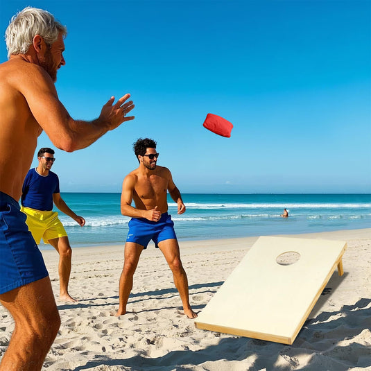 Goplus Solid Wood Corn Hole Game Board Includes 8 Bean Bags