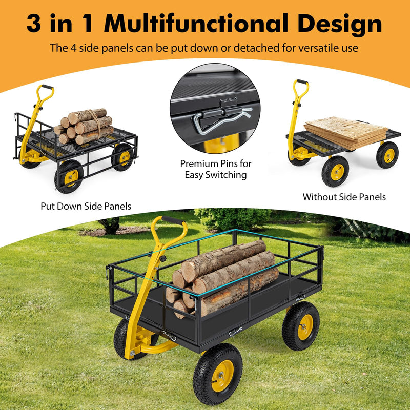 Load image into Gallery viewer, Goplus Utility Garden Wagon, Outdoor Platform Cart w/4 Removable Side Panels, 1200 LBS Load Capacity