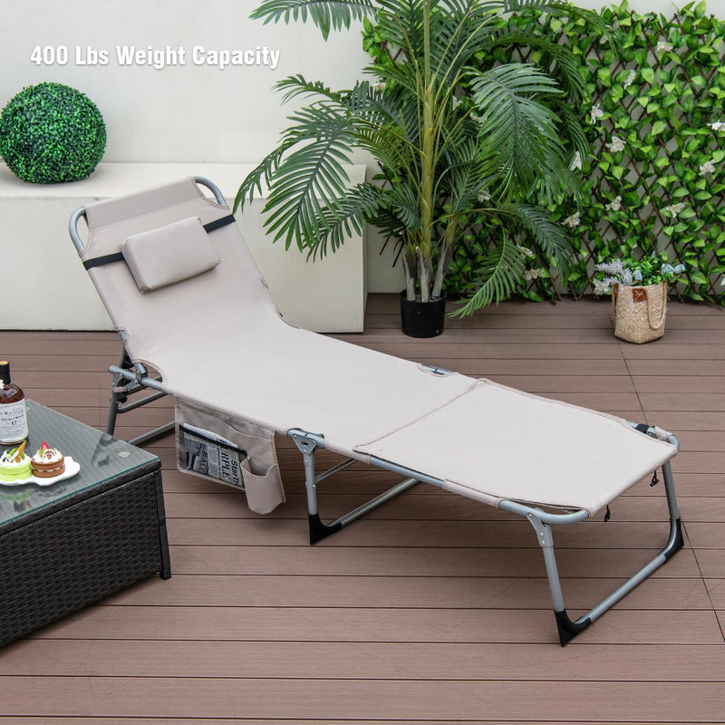 Load image into Gallery viewer, Goplus Lounge Chairs for Outside, 5-Position Tanning Chair w/Face & Arm Hole