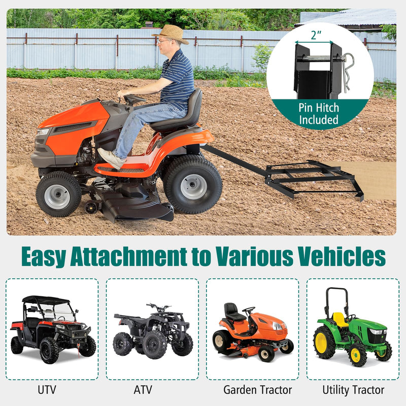 Load image into Gallery viewer, Goplus 66" Wide Driveway Drag Tow Behind Landscape Leveling Rake w/Reinforced Bars