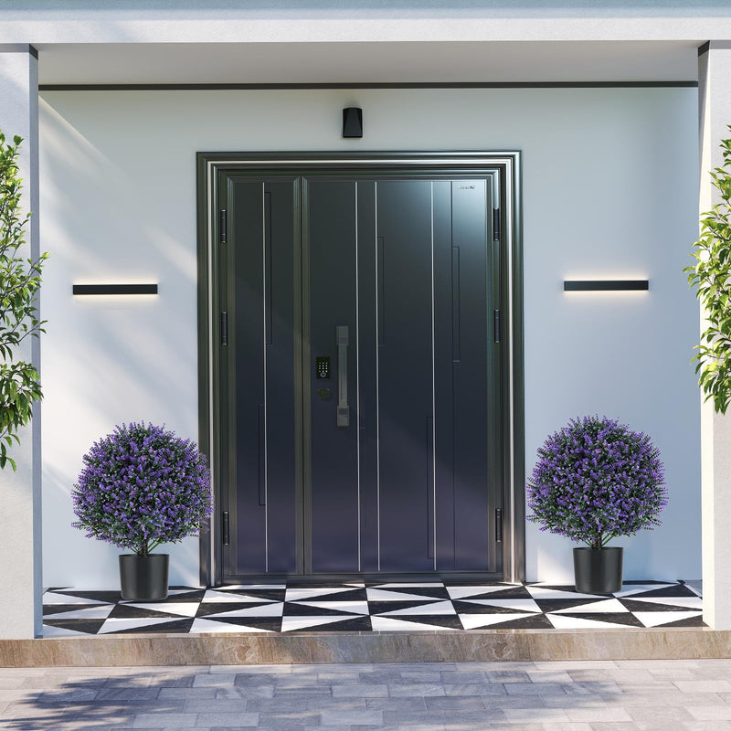 Load image into Gallery viewer, Goplus 21.5’’ Artificial Lavender Topiary Ball Tree Set of 2