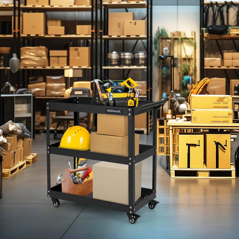 Load image into Gallery viewer, Goplus 3-Tier Utility Cart, Heavy Duty Commercial Service Tool Cart w/3 Spacious Shelves