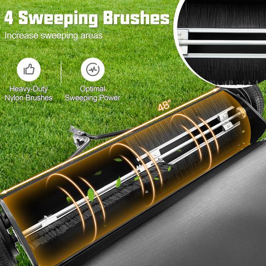 Goplus Lawn Sweeper Tow Behind with Large-Capacity Hopper Bag