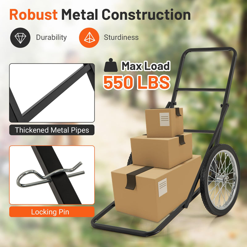 Load image into Gallery viewer, Goplus Folding Deer Cart with Polyester Liner, 550 LBS Heavy-Duty Hunting Game Hauler with 20" Rubber Wheels, Ergonomic Handle