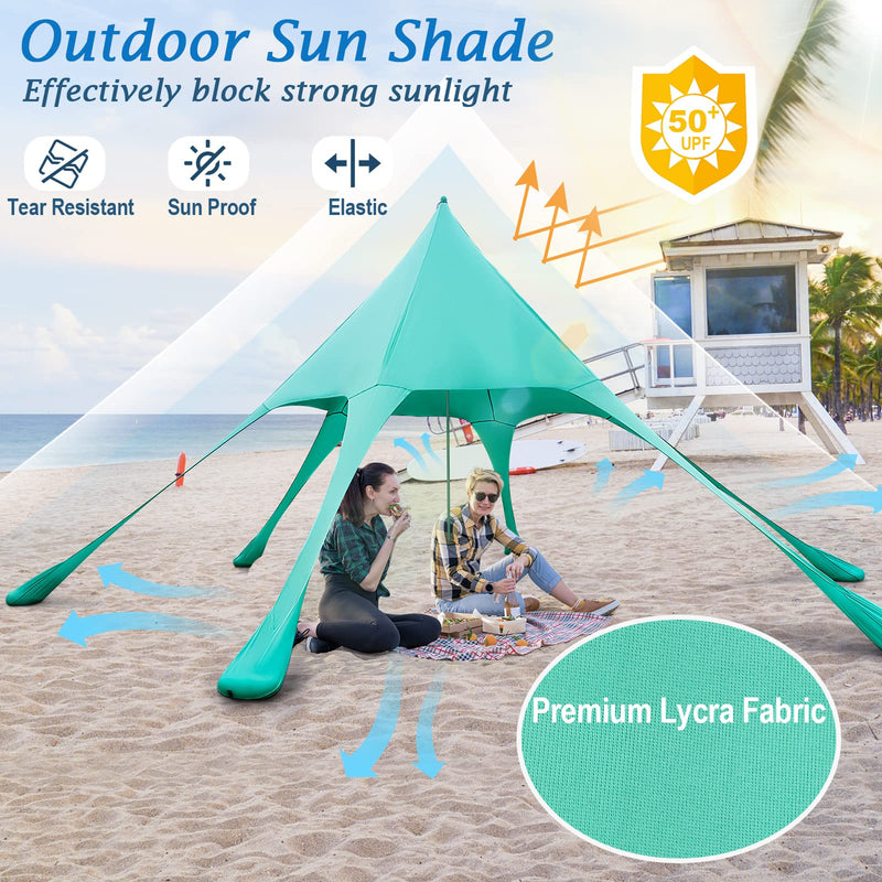 Load image into Gallery viewer, Goplus Beach Canopy, 20 x 20 FT Beach Shade with UPF50+ Sun Protection, Carrying Bag, Sand Shovel, Aluminum Pole, 6 Ground Stake