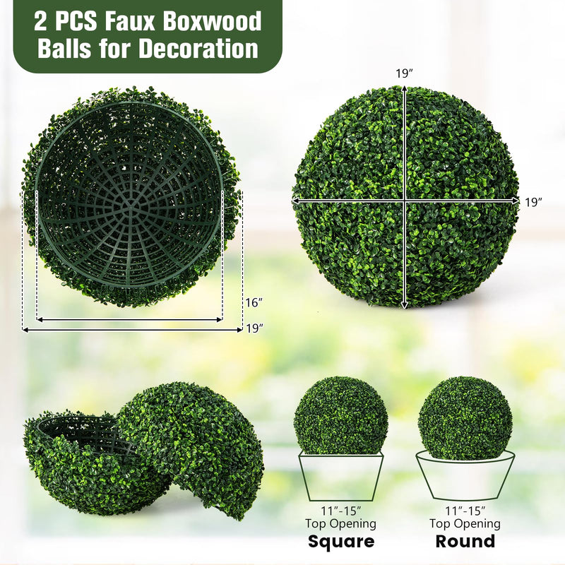 Load image into Gallery viewer, Goplus 2 PCS 19.5 Inch Artificial Plant Topiary Ball, Round Holly Faux Boxwood Balls