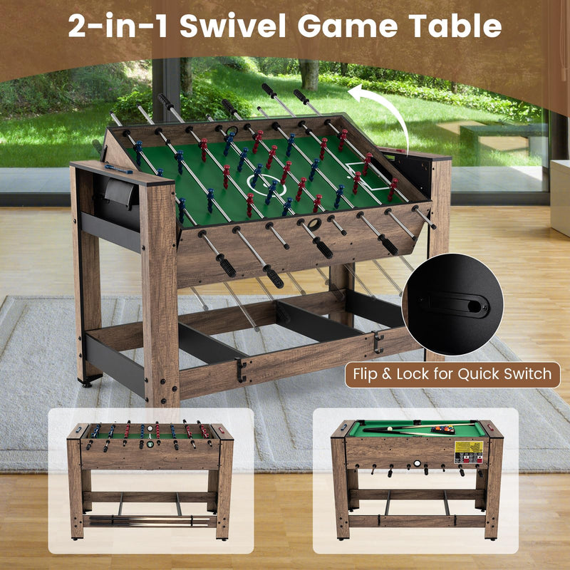 Load image into Gallery viewer, Goplus 48” Combo Game Table with Foosball & Pool for Adults