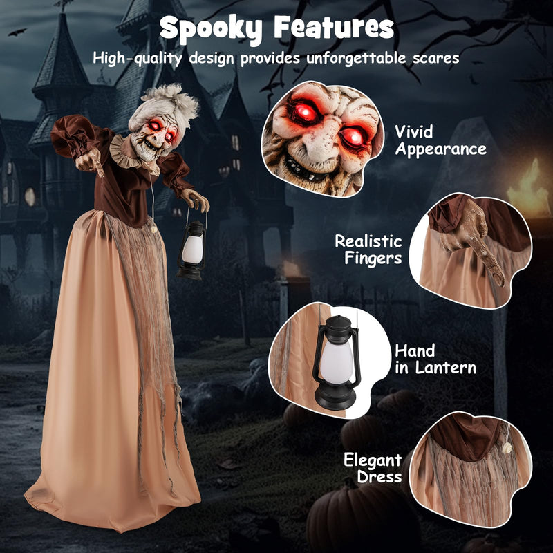 Load image into Gallery viewer, Goplus Halloween Animatronic, Talking Zombie Maid in Lantern