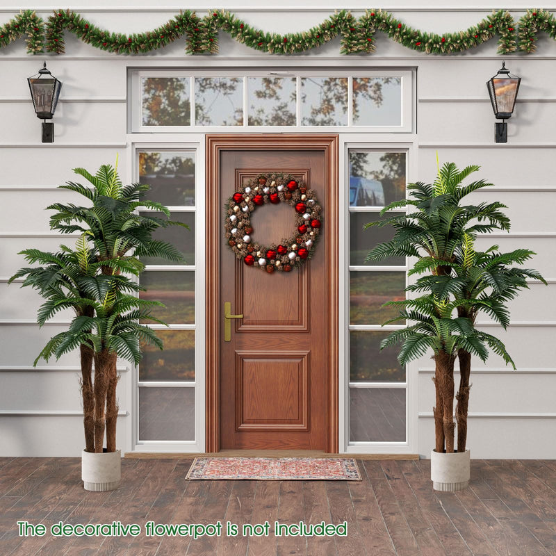 Load image into Gallery viewer, Goplus 6.3 ft Tall Fake Tropical Plant with 45 + 3 Adjustable Leaves 3 Real Barks & Moss (2 Pack)