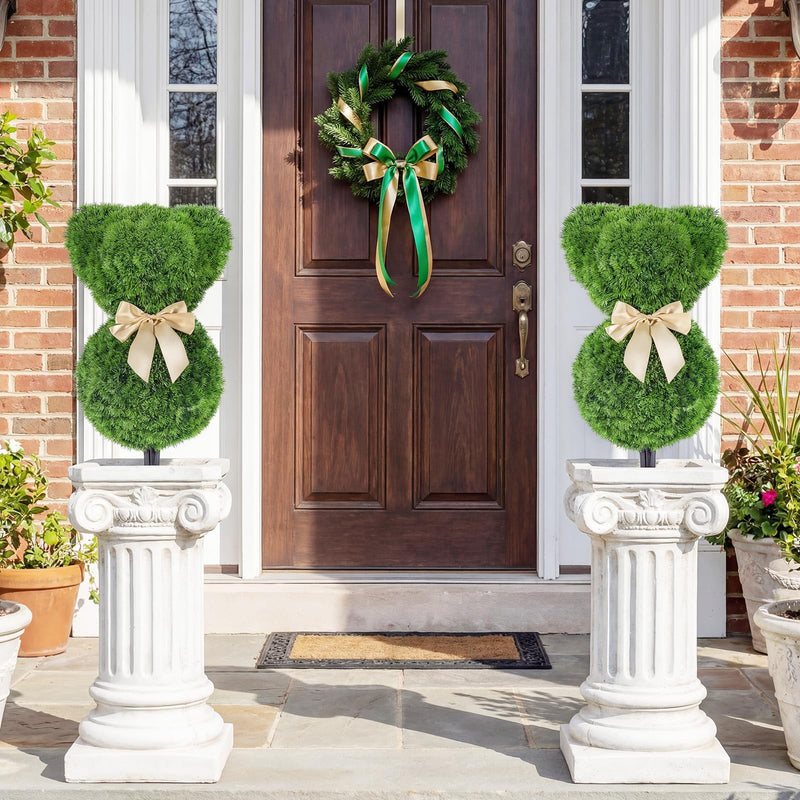 Load image into Gallery viewer, Goplus 2 Pcs Teddy Bear Topiary Trees 16.5”Sun-Resistant Faux Boxwood Plants