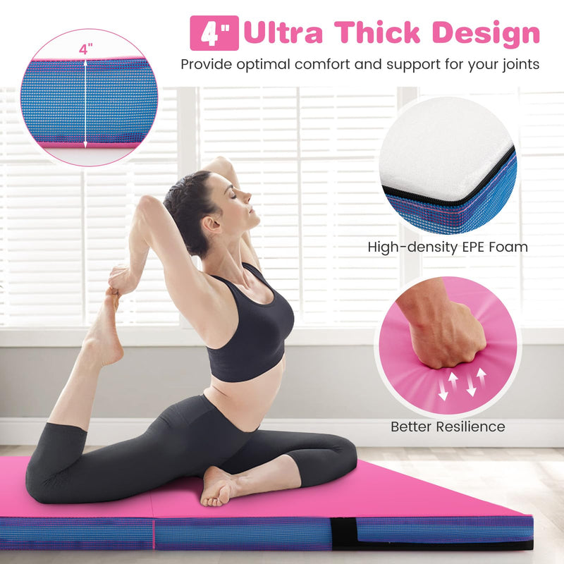 Load image into Gallery viewer, Goplus 4ft x 4ft x 4in Thickened Bi-Fold Fitness Mat with Carrying Handles & PU Leather Cover