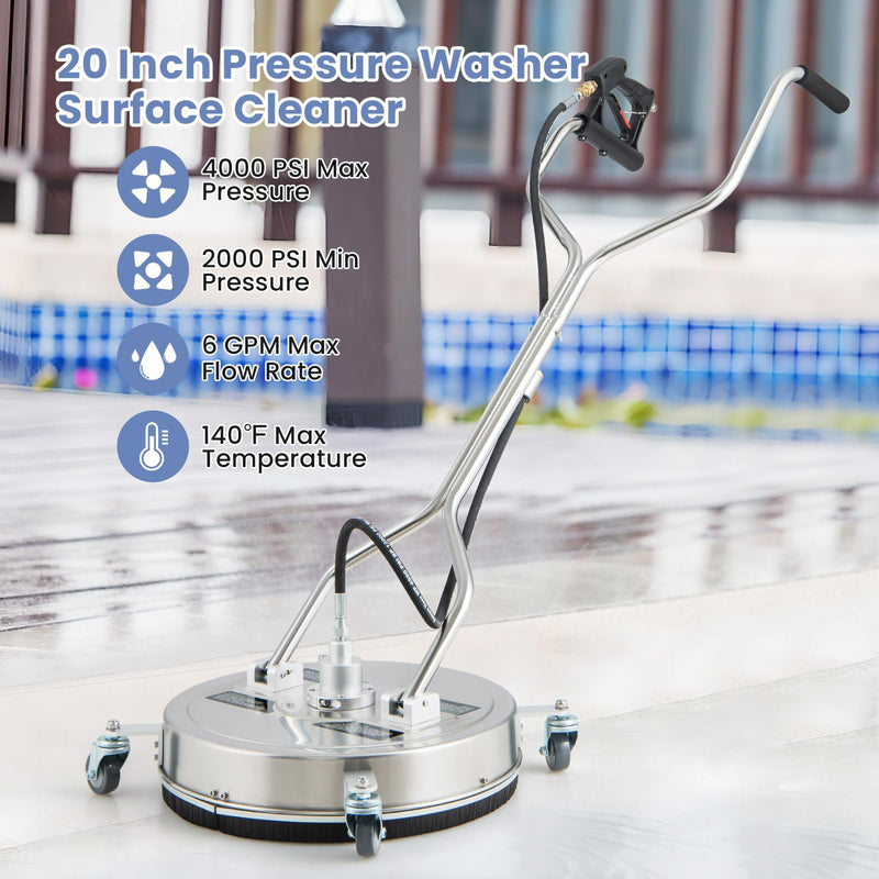 Load image into Gallery viewer, Goplus 20" Pressure Washer Surface Cleaner with 4 Wheels, Dual Handle, Stainless Steel Housing