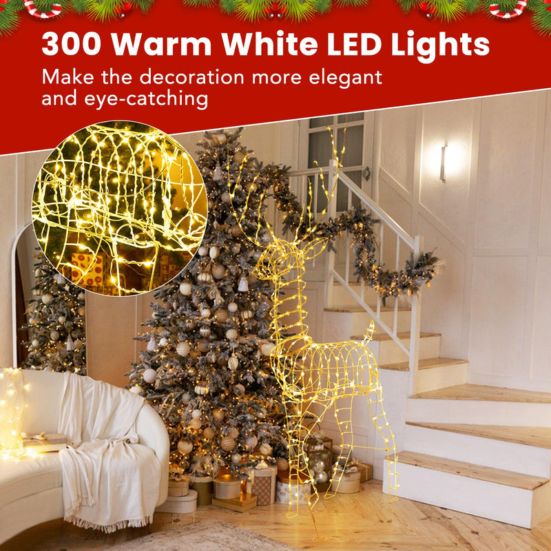 Load image into Gallery viewer, Goplus Christmas Lighted Reindeer, 6 ft 3D Festive Buck with 300 Warm White LED Lights