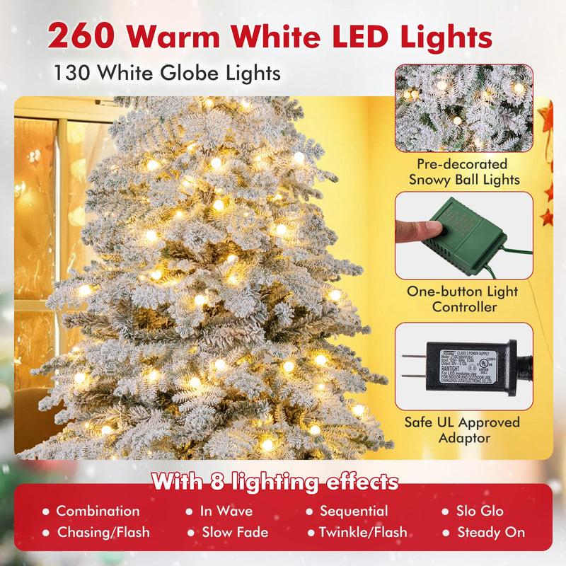 Load image into Gallery viewer, Goplus Pre-Lit Snow Flocked Christmas Tree with Mixed Branch Tips & LED Lights