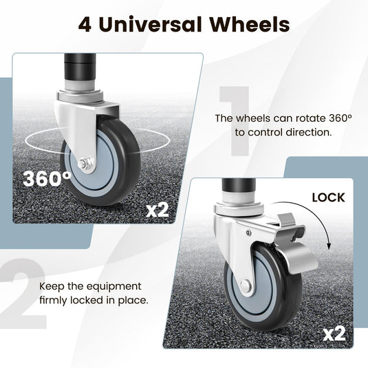 Goplus 4 inch Caster Wheel Set,Expanding Stem Caster Set of 4, 2 Wheels with Brakes