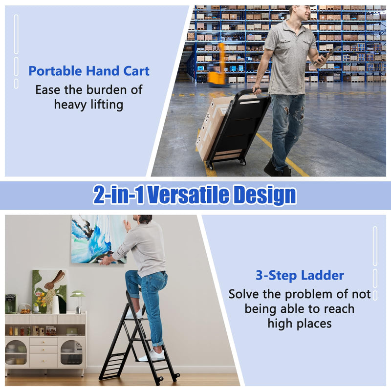 Load image into Gallery viewer, Goplus 2 in 1 Convertible Hand Truck Dolly and Step Ladder