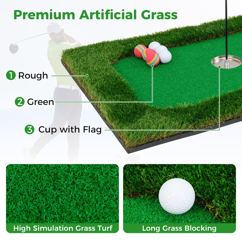 Load image into Gallery viewer, Goplus Floating Golf Green for Pool, Chipping Green Mat w/Hitting Mat, Golf Balls, Flag & Tee, Rectangle, 35.5" x 23.5"