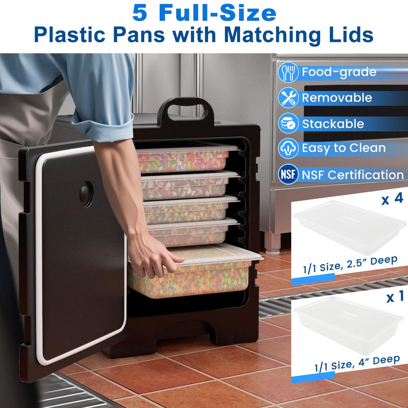 Load image into Gallery viewer, Goplus Insulated Food Pan Carrier, 82 Qt LLDPE Hot Box w/5 Full-Size Food Pans, Double Buckles